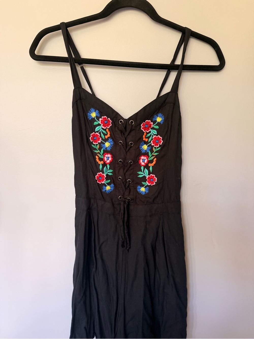 Hollister floral lace up romper